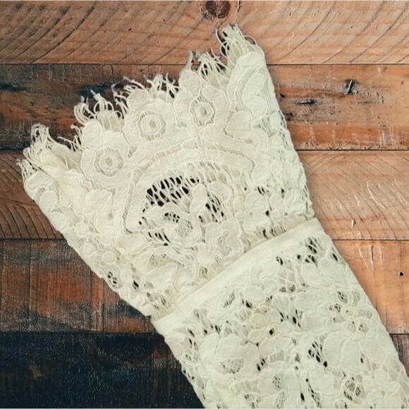 Girls Size 6 David's Bridal Formal White Lace Boho Embroidered Floral Dress - Picture 5 of 6